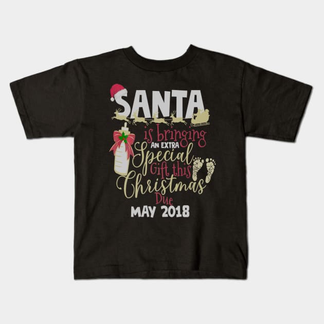 Christmas Pregnancy Santa Baby Mom May Kids T-Shirt by teudasfemales